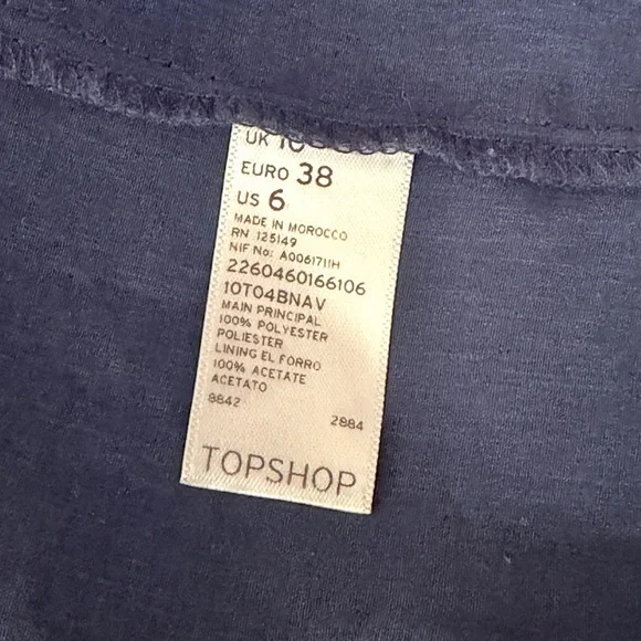 TOPSHOP | Sleeveless Pleated Crepe Dress in Navy, Size 6 - Picture 7 of 7